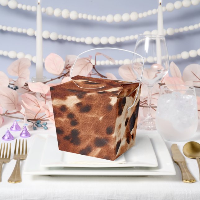 Brown Cream Black Cowhide Wedding Favour Box (Wedding)