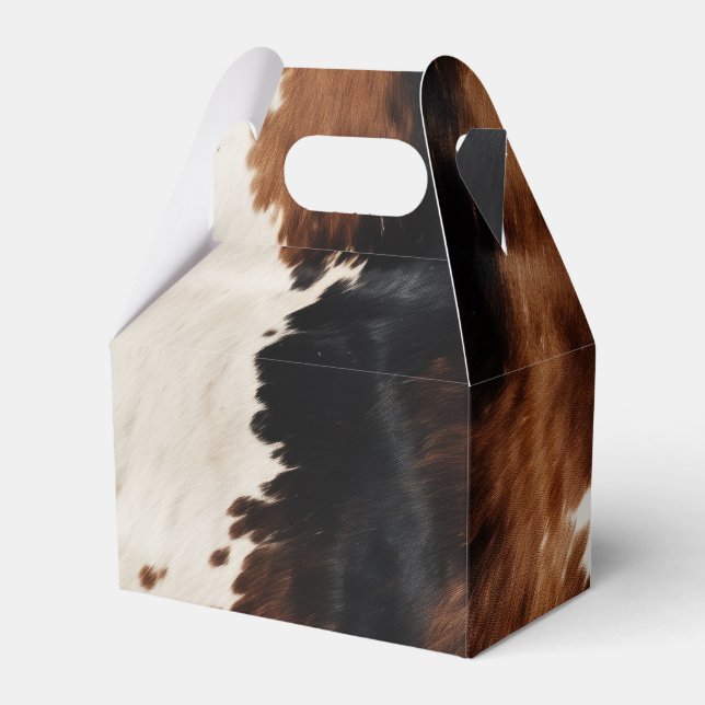 Brown Cream Black Southwest Cowhide Favour Box (Front Side)