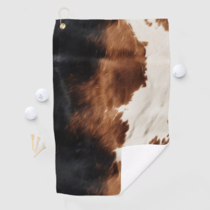 Brown Cream Black Southwest Cowhide Golf Towel
