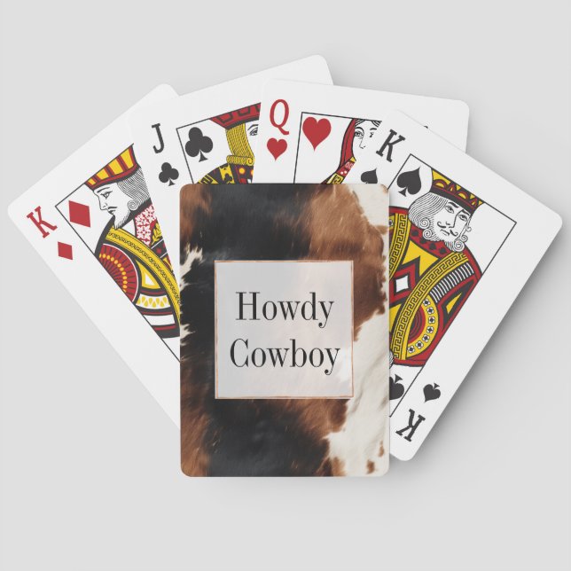 Brown Cream Black Southwest Cowhide Playing Cards (Back)