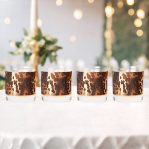 Brown Cream Black Southwest Cowhide Whiskey Glass