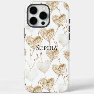 Brown Cream Boho Hearts   iPhone 16 Pro Max Case