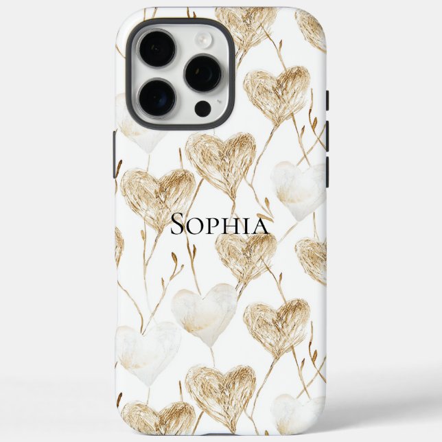 Brown Cream Boho Hearts   Case-Mate iPhone Case (Back)