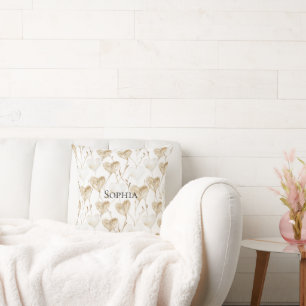 Brown Cream Boho Hearts Cushion