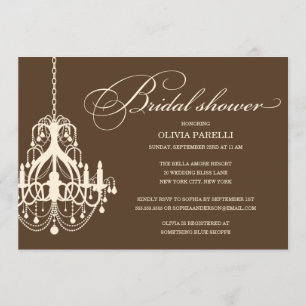 BROWN & CREAM CHANDELIER   BRIDAL SHOWER INVITE