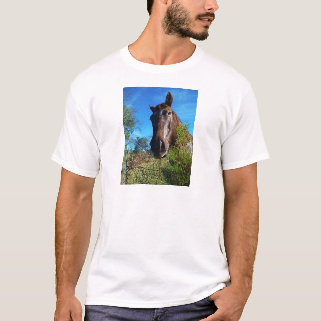 Brown & Cream Coloured Horse blue sky T-Shirt (Front)