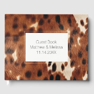 Brown Cream Cowhide Animal Wedding Guest Book