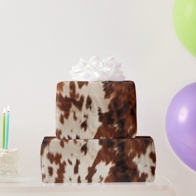Brown Cream Cowhide Wrapping Paper (Party Gifts)
