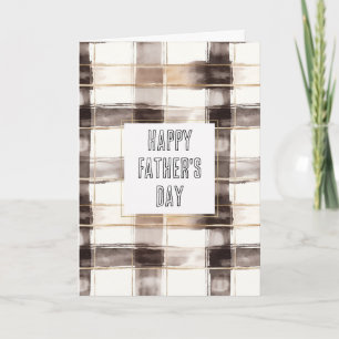 Brown Cream Gold Stripes Father's Day Card