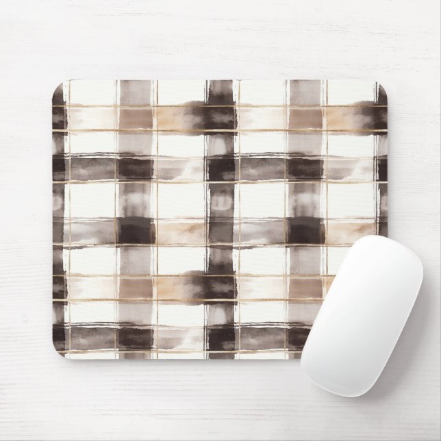 Brown Cream Gold Stripes Mouse Pad (With Mouse)