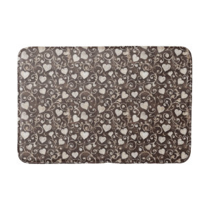 Brown Cream Hearts Bath Mat