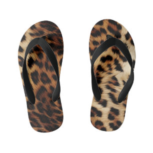 Brown Cream Leopard Animal  Kid's Jandals