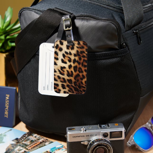 Brown Cream Leopard Animal  Luggage Tag (Front & Back)