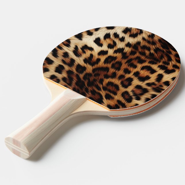 Brown Cream Leopard Animal  Ping Pong Paddle (Front Angle)