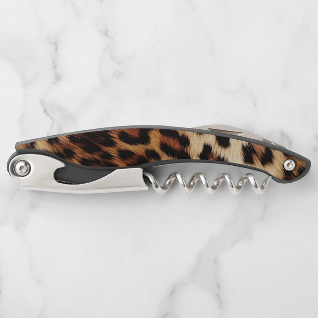 Brown Cream Leopard Animal Print  Corkscrew (Front)