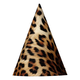 Brown Cream Leopard Animal Print Party Hat