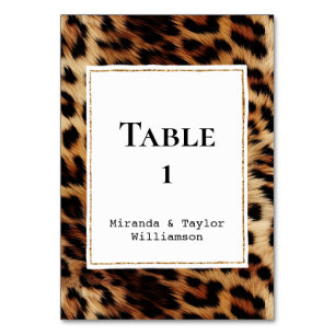 Brown Cream Leopard Animal Table Number