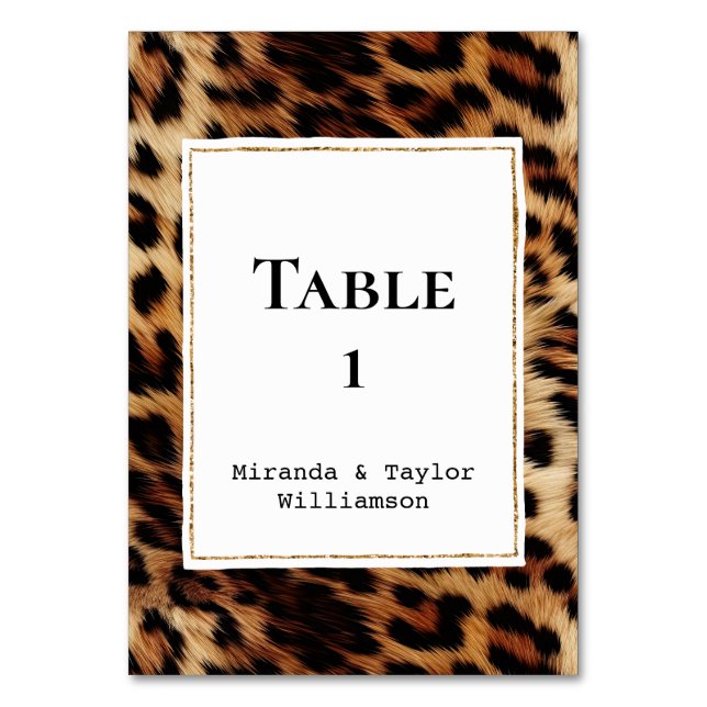 Brown Cream Leopard Animal  Table Number (Front)