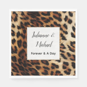 Brown Cream Leopard Animal Wedding Napkin