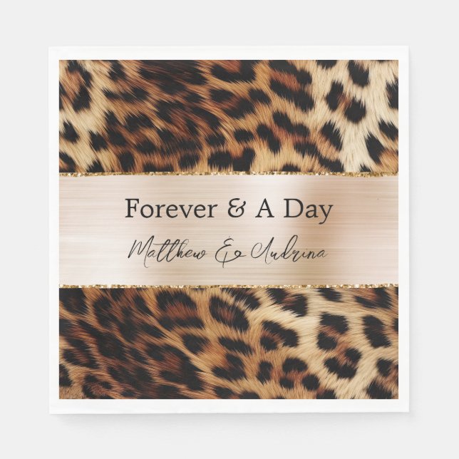 Brown Cream Leopard Animal Wedding Napkin (Front)