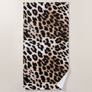 Brown Cream Leopard  Beach Towel