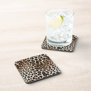 Brown Cream Leopard Print Coaster