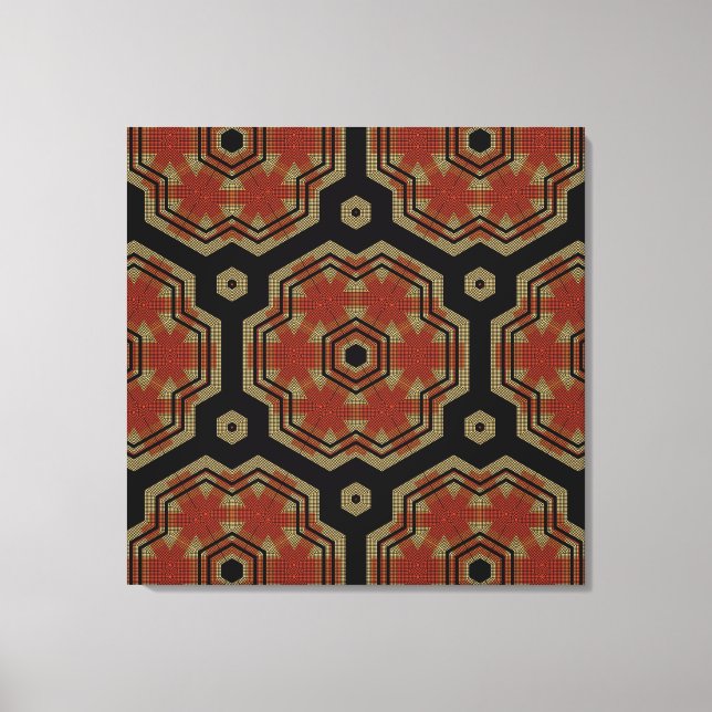 Brown, Cream Retro Art Seamless Pattern Canvas Print (Front)