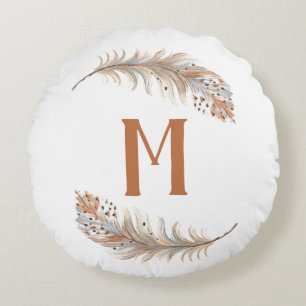 Brown & Cream  Round Cushion