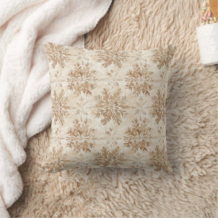 Brown Cream Snowflakes Christmas Cushion