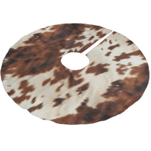 Brown Cream Southwest Cowhide Brushed Polyester Tree Skirt