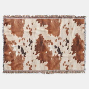 Brown Cream Southwest Cowhide Christmas Throw Blanket