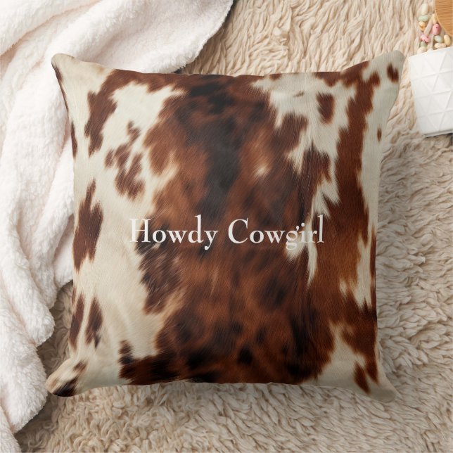 Brown Cream Southwest Cowhide Cushion (Blanket)
