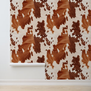 Brown Cream Southwest Cowhide Wallpaper
