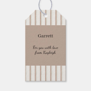 Brown Cream Stripes Christmas Gift Tags