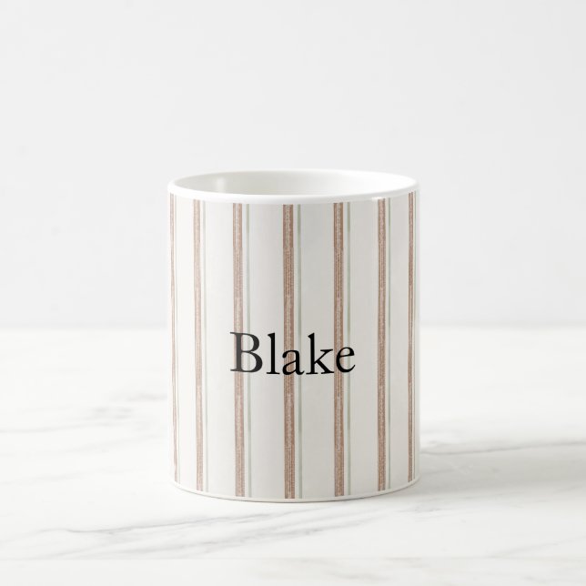 Brown Cream Stripes Coffee Mug (Center)