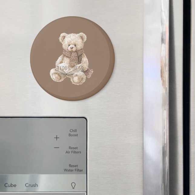 Brown Cream Teddy Bear Book Magnet (In Situ (Fridge))