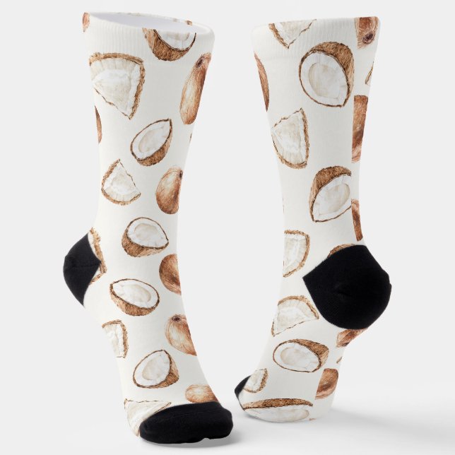 Brown Cream Tropical Coconut  Socks (Angled)