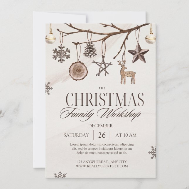 Brown Cream Vintage Christmas Invitation (Front)