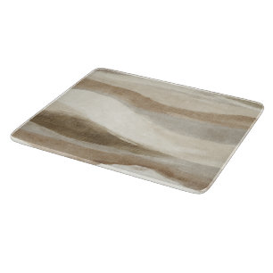 Brown Cream Wavy Abstract Stripes Cutting Board