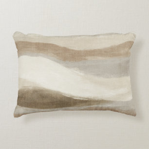 Brown Cream Wavy Abstract Stripes Decorative Cushion