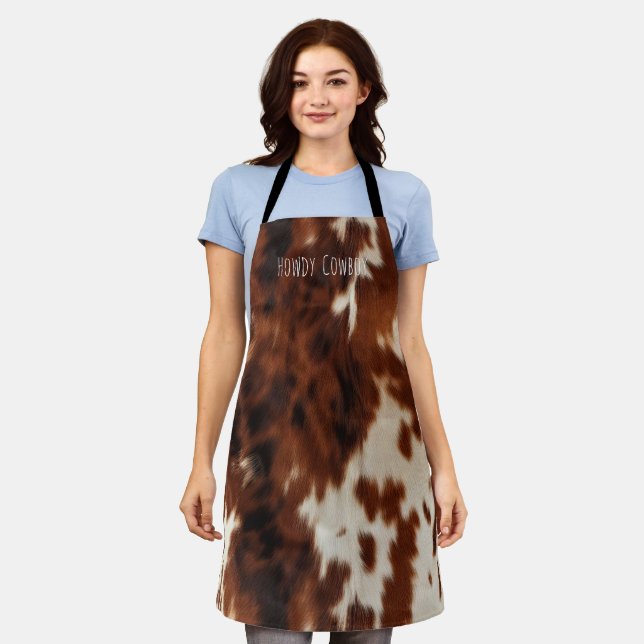 Brown Cream Western Cowhide  Apron (Worn)