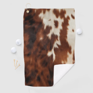 Brown Cream Western Cowhide  Golf Towel
