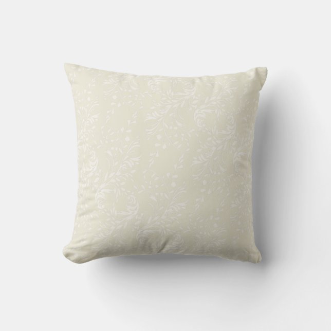 Brown cream wildflower damask pattern pillow (Front)