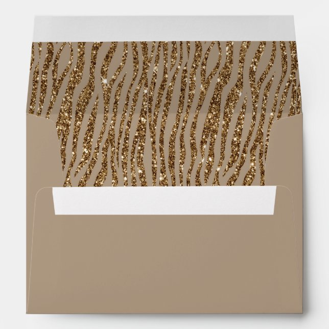 Brown Cream Zebra Animal Print Glitter    Envelope (Back (Bottom))