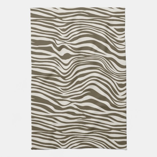 Brown Cream Zebra Print Tea Towel (Vertical)