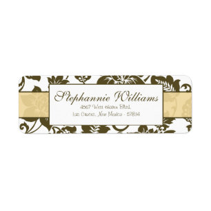 Brown/Creme Green Floral Damask Address Label