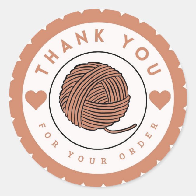 Brown Crochet Thank You Circle  Classic Round Sticker (Front)