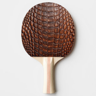 Brown Crocodile Alligator Skin Faux Leather Print Ping Pong Paddle