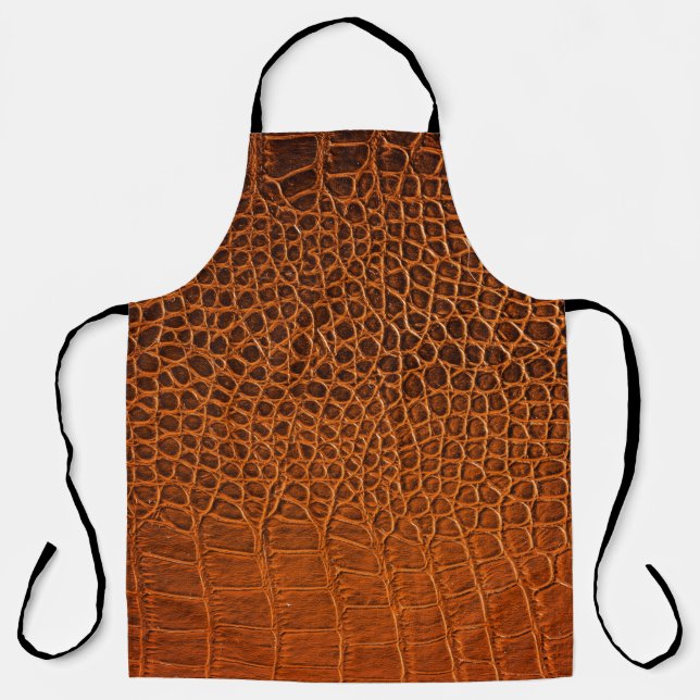 Brown crocodile leather apron (Front)