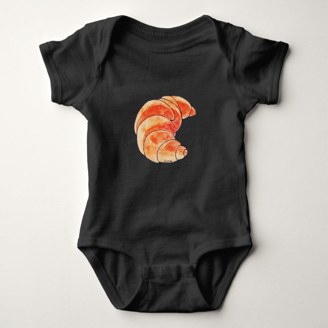 brown croissant bread baby bodysuit (Front)
